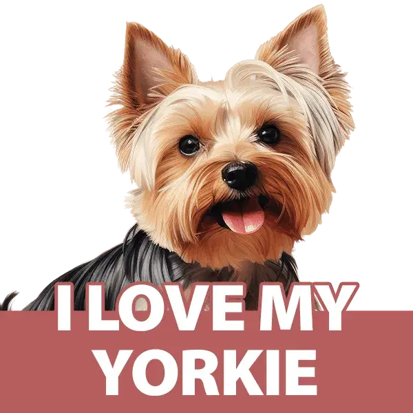 logo with yorkshire dog and text "i love my yorkie"